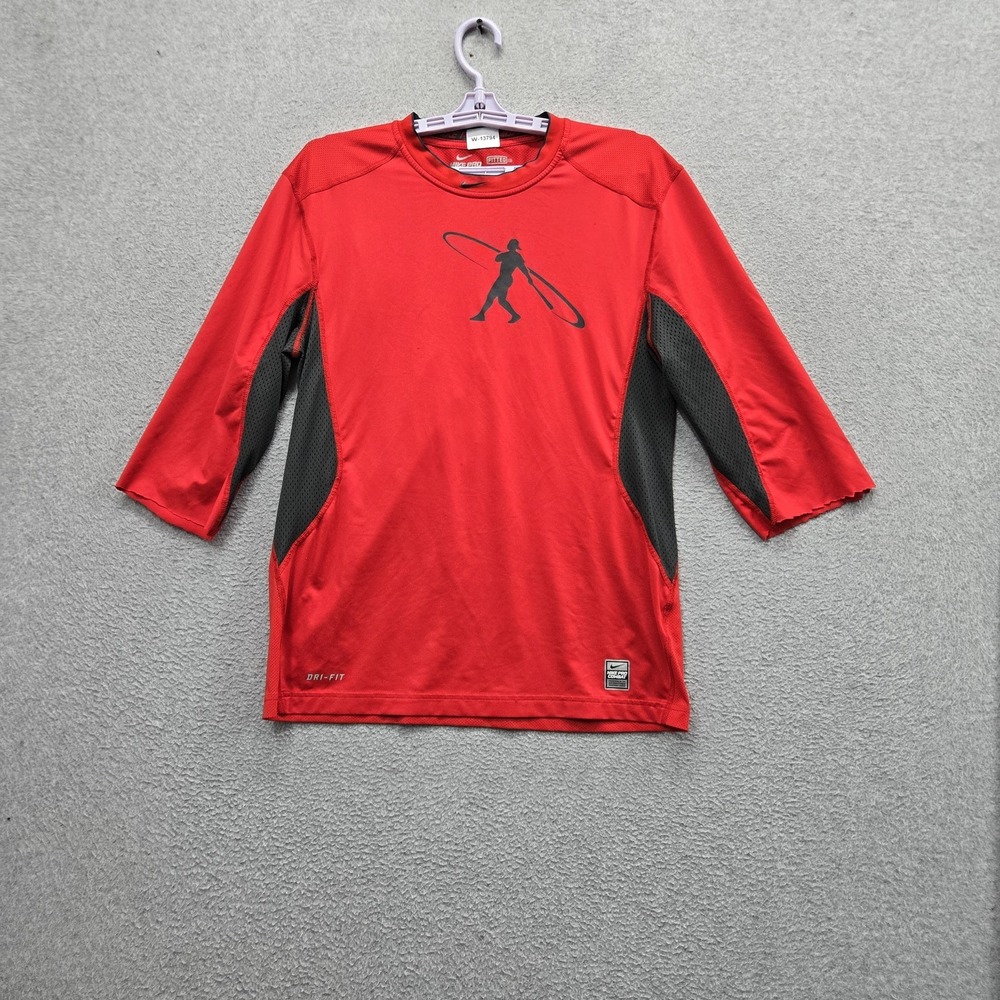 Nike Pro Combat Men Shirt M Red Colorblock Baseball Ken Griffey Jr Swingman